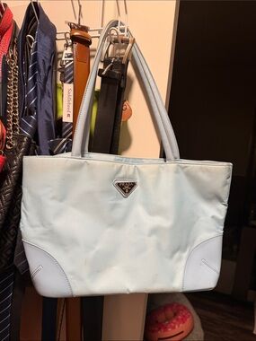 Prada Pale Blue Nylon Top-Handle Tote